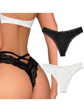Sexy Lace Thong Underwear for Women - Criss Cross Back Bikini Panties